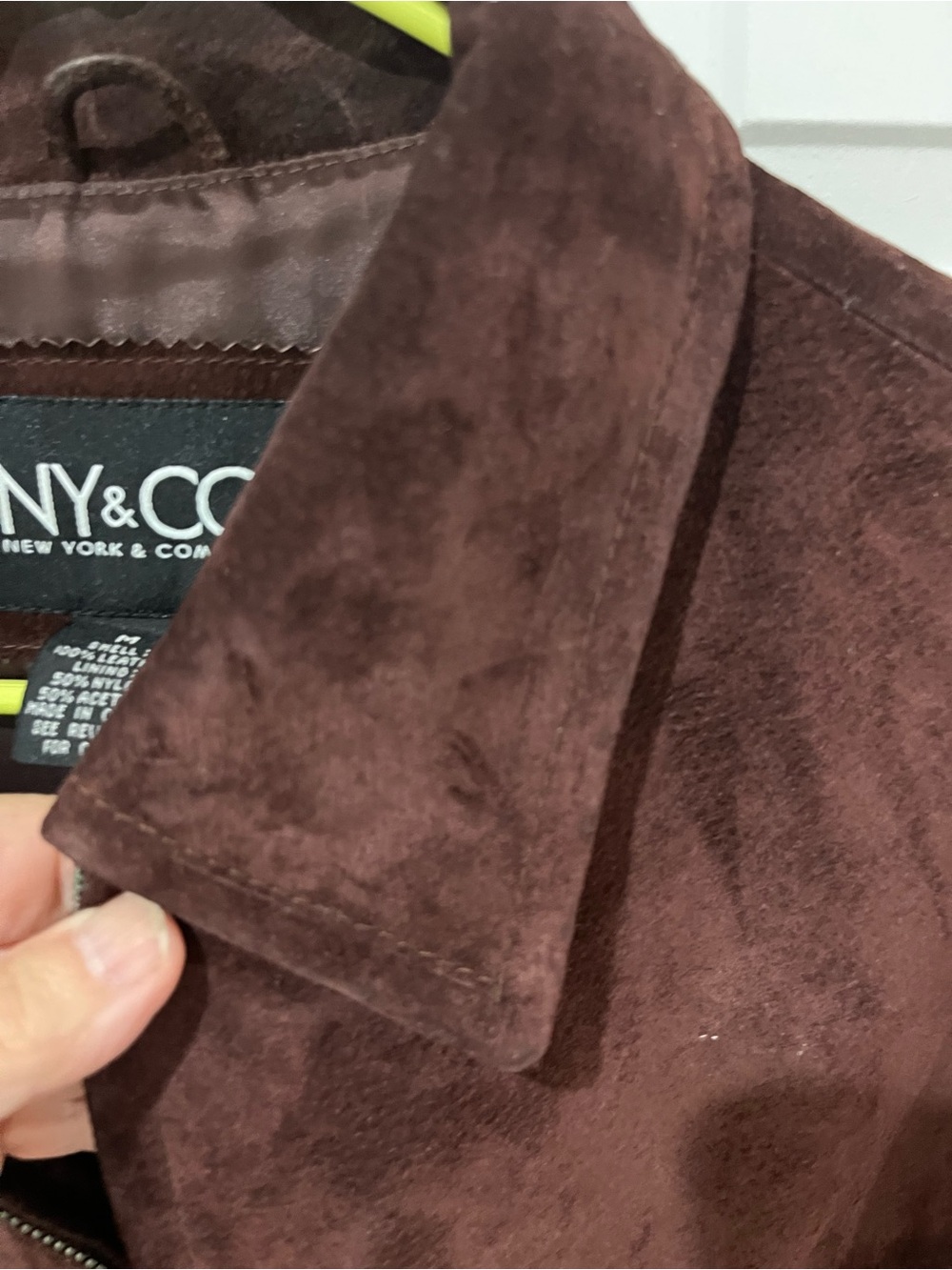 New York & Company Women's SzM Dark Brown Suede Zip Jacket, Lined - Picture 5 of 16